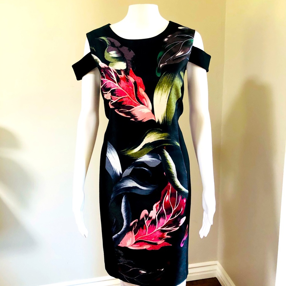 Ted Baker Black and Red Midi Dress